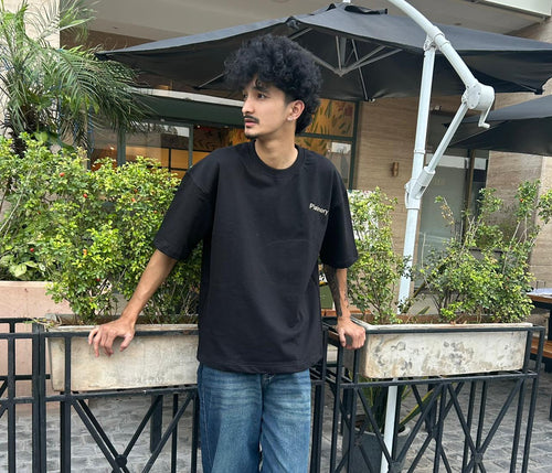 Plainory Black Unisex Oversized T-Shirt
