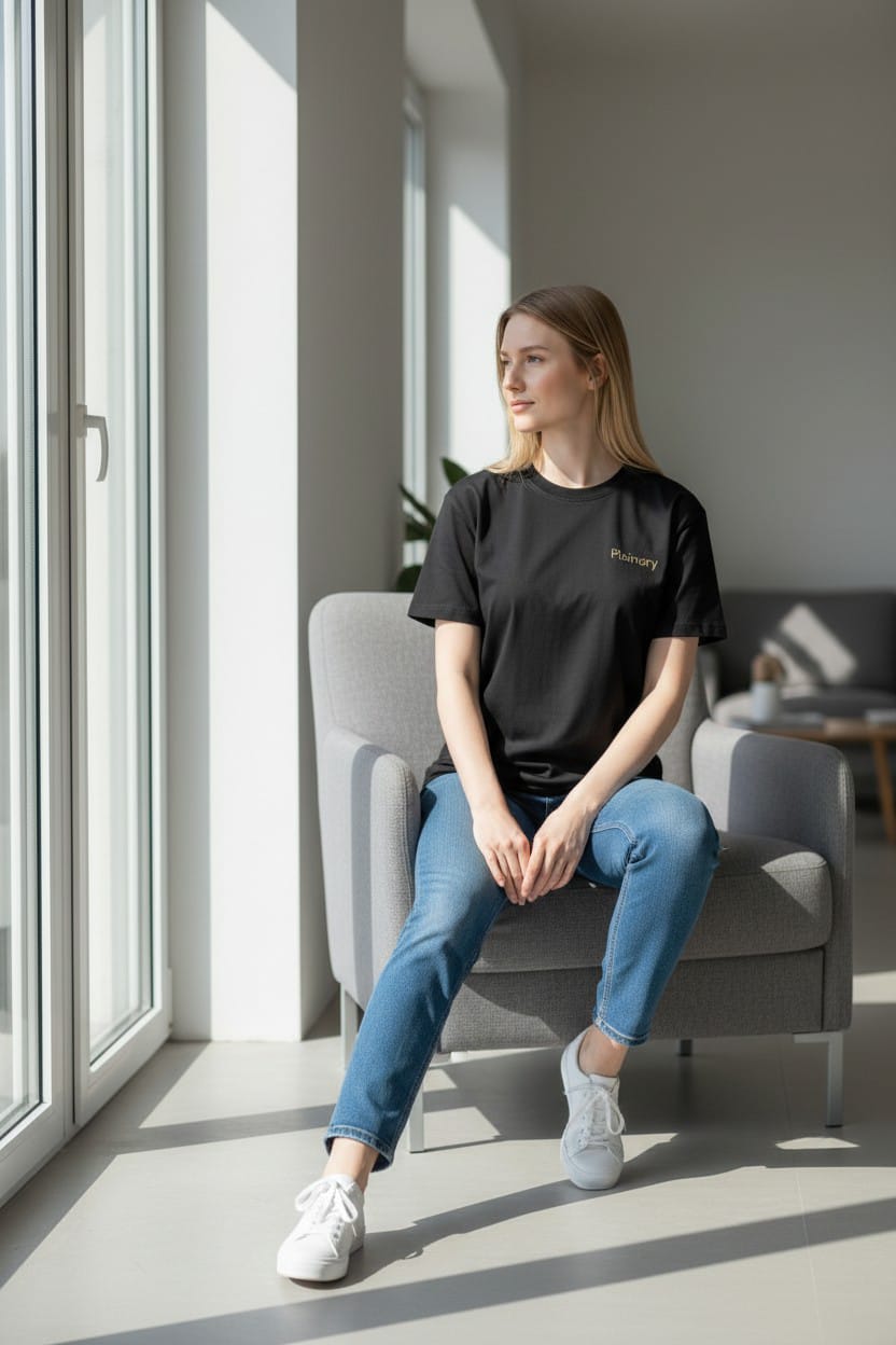 Plainory Black Unisex Oversized T-Shirt