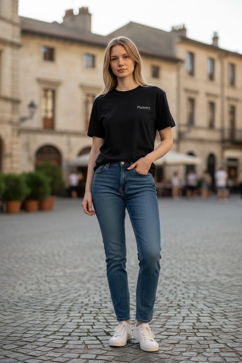 Plainory Black Unisex Oversized T-Shirt