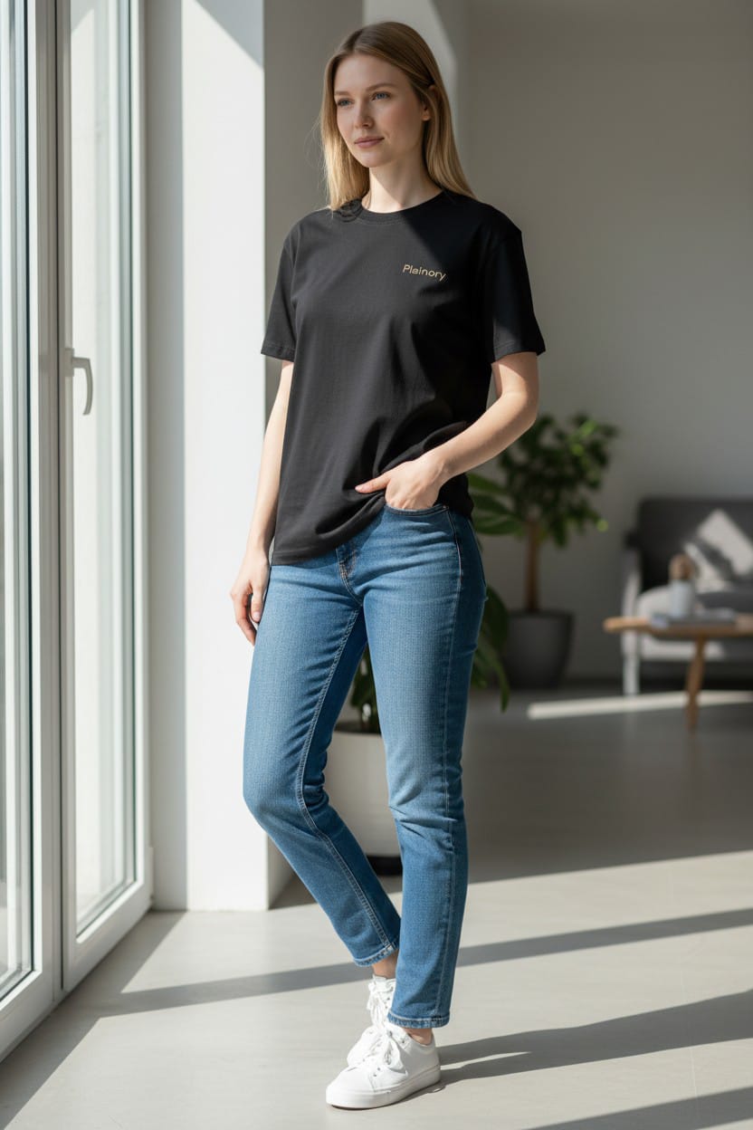 Plainory Black Unisex Oversized T-Shirt