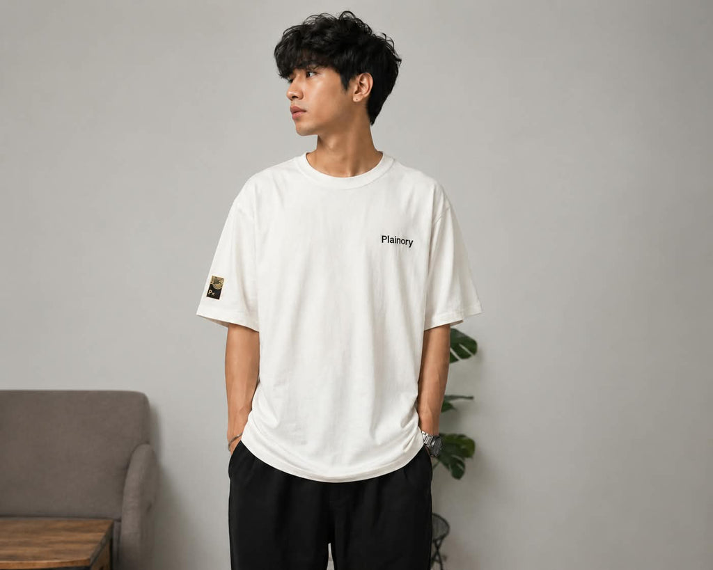 Heart Leopard Oversized Back Print T-Shirt - Off White