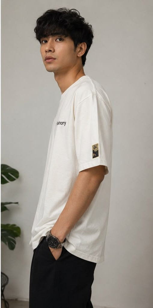 Heart Leopard Oversized Back Print T-Shirt - Off White