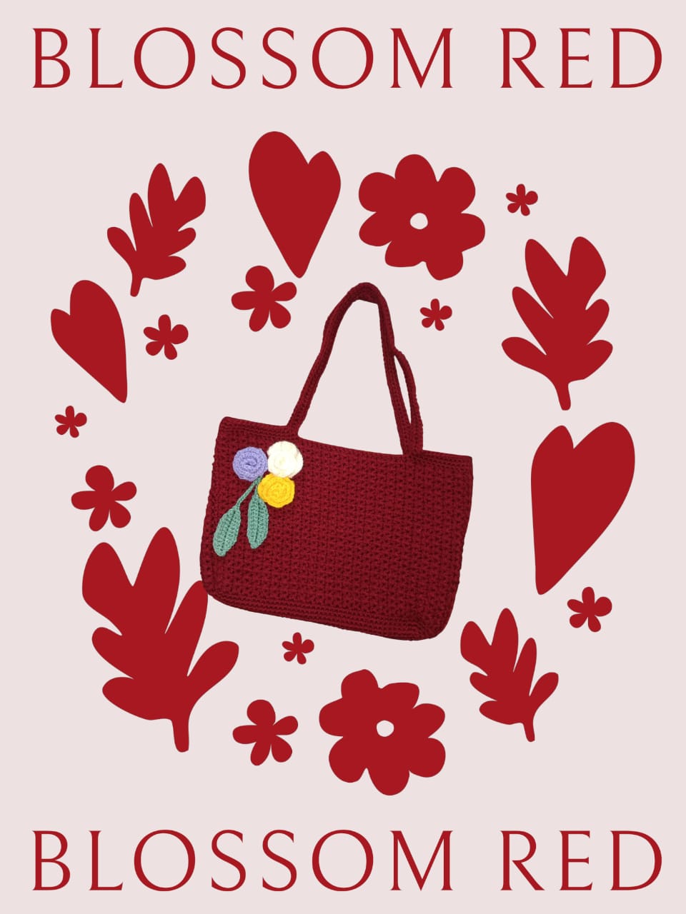Plainory Handmade Maroon Crochet Tote Bag women 20x15"