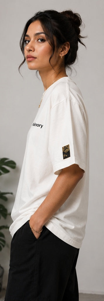 Heart Leopard Oversized Back Print T-Shirt - Off White