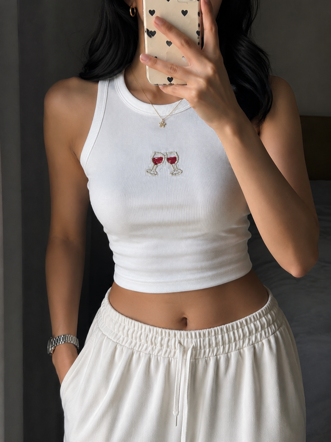 Plainory Red Wine Glass Tank Top